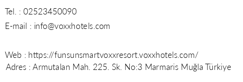 Fun & Sun Smart Voxx Resort telefon numaralar, faks, e-mail, posta adresi ve iletiim bilgileri